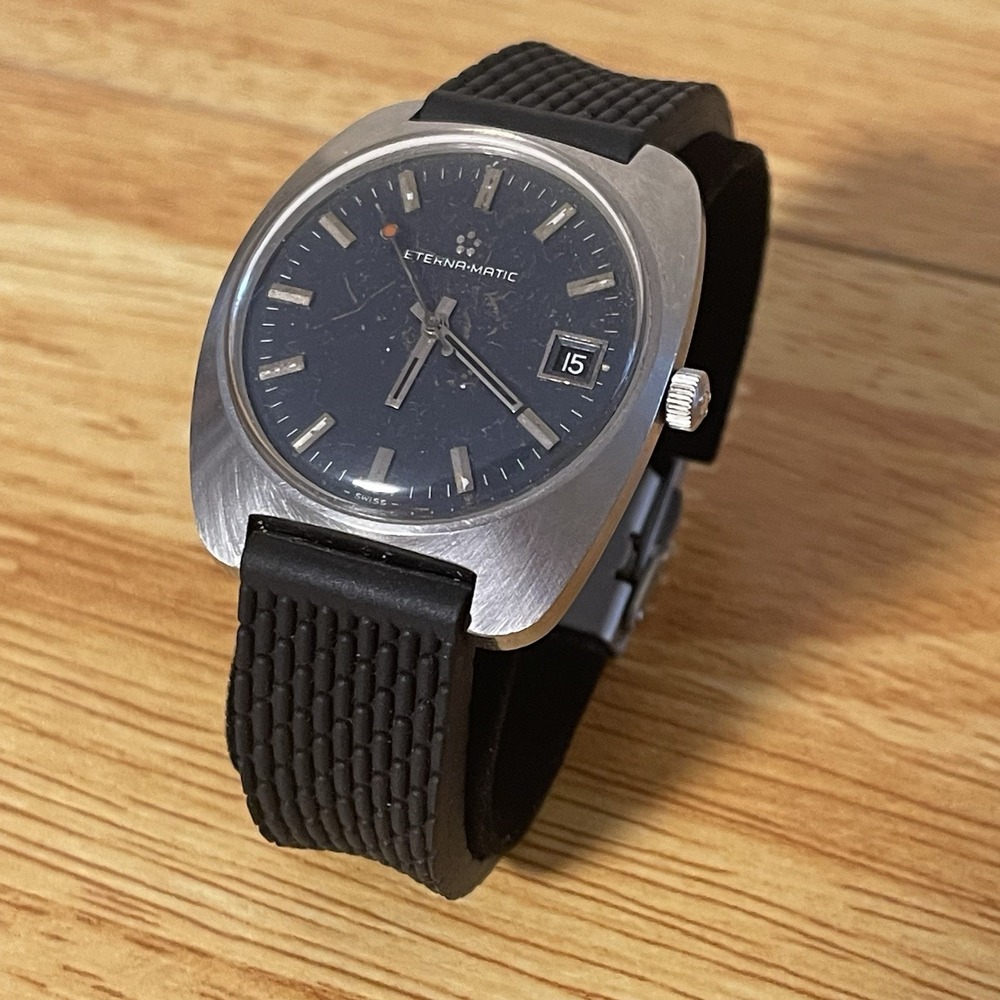 Vintage 70s-60s ETERNA MATIC Automatic Watch Blue Dial SWISS MADE 5872849